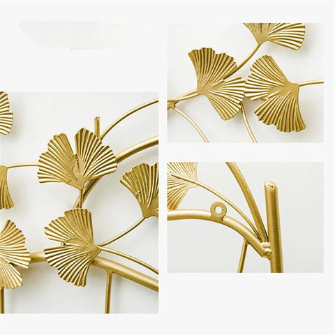 Heavy Duty Metal Wall Hooks For Living Room Decor And Bedroom Setup, gold finish leaf design for elegant storage solutions.