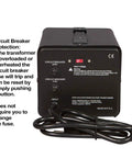 Step Up And Step Down Voltage Converter Transformer From 110 to 220V Up To 220 to 240V Heavy Duty 1000W rear view with circuit breakers