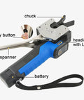 Beachtiful Electric Flaring Tool Kit For 1/4-3/4 Inch Copper HVAC Pipes with LED headlamp, battery, and adjustable chuck.