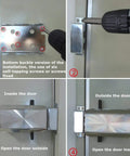 Installation steps for Heavy Duty Slick Remote Control Electronic Smart Door Lock With Auto Lock Keyless Deadbolt showing inside and outside views.