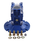 MRV040 Worm Gear Speed Reducer 100 To 1 Ratio With 56C Mounting Flange Hollow Shaft 0.15 HP Input shown with bolts