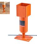 Screw jack post by VEVOR, orange with square top and base plate with holes for leveling
