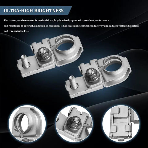 Rock Solid Galvanized Copper Battery Terminal Connector And Cable End With Locking Nuts and Top Post Positive, side view with locking nut.