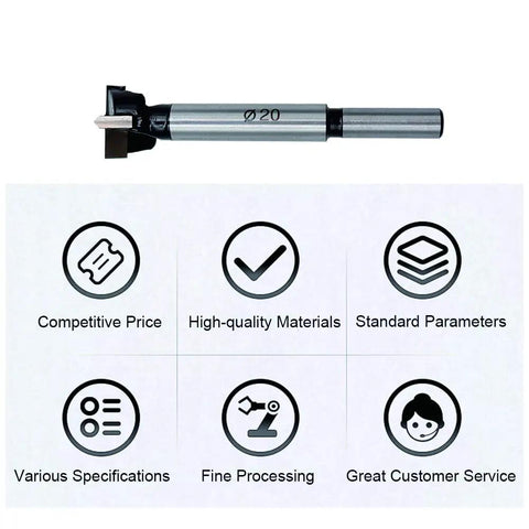 Master Crafted Tungsten Carbide Forstner Drill Bit 20Mm 25By32 Inch, detailed view showcasing material and design features.