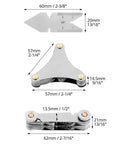 Must-Have 5 Piece Thread Pitch Gauge Tool Set In Stainless Steel With SAE And Metric Markings, various gauge dimensions shown