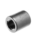 Top Shelf 304 Stainless Steel 1 Inch NPT Female Pipe Coupling Straight Fitting Class 150 side view with threaded interior.