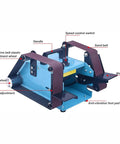 Badass 950W Bench Grinder And Belt Sander Combo detailed view with speed control switch, abrasive belt, and anti-vibration foot pad.