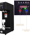 Top Notch Electric Can Sealer Machine With Smart LCD Display And Adjustable Height For Perfectly Sealing Beverages Like Juice, Bubble Tea, And Beer Using Durable Stainless Steel Build In Sleek White And Black Finish, showing the control panel and sealing mechanism.