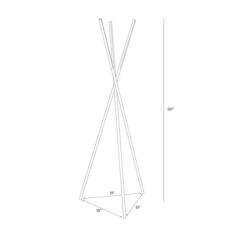 Diagram showing dimensions of LED Tripod Floor Lamp For Living Room And Bedroom, Dimmable Modern Standing Lamp With 3 Lights