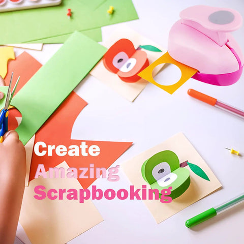 Totally Worth It 3 Inch Circle Craft Punch Pink for DIY Projects shown cutting circles in colorful scrapbooking papers
