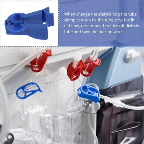 Ten Pack Peritoneal Tubing Clips And Clamps For Dialysis Care Smooth Grip Bag Clips fixing dialysis tubing in machine