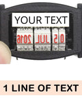 Custom Self Inking Date Stamp Personalized With Your Sign Off For Office And Business Gear Adjustable Date Wheel Stamps Through Twenty Thirty Five showing adjustable date wheel.