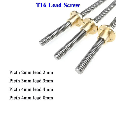 T16 Trapezoidal Lead Screw With Solid Brass Nut For Hella Smooth CNC And 3D Printer Builds Offering Knockout Precision Two Three Or Four Millimeter Pitch And Fully Custom Lengths Perfect For Serious Maker Projects And Daily Workshop Rigs