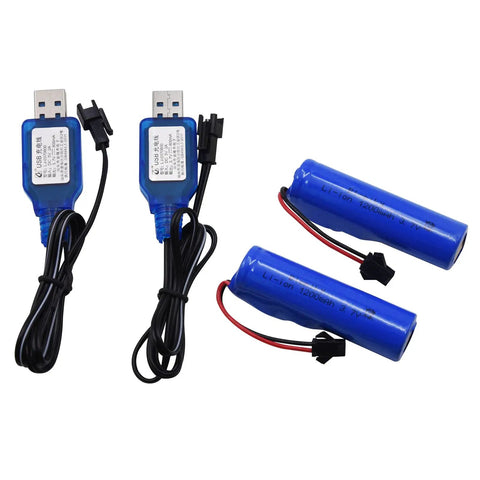 Monster Power 3.7V 1200mAh Li Ion RC Battery Pack Dual Pack With SM2P Plug And USB Cable For Remote Control Cars And Trucks