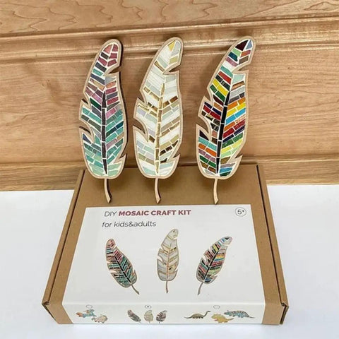 DIY Mosaic Kit For Grownups With Feather Bird Cat And Heart Designs Christmas Gift Arts And Crafts Fun Set With Grout And Tools