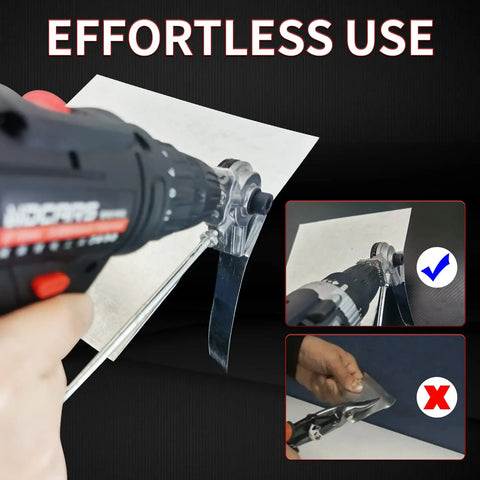 Heavy Duty Electric Drill Nibbler Attachment With Adapter For DIY Sheet Metal Cutting Iron Steel Aluminum Copper Brass in use