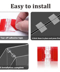 Installation process of Sixteen Pack Clear Acrylic Self Adhesive Hinges 35X25 Millimeter for easy application.