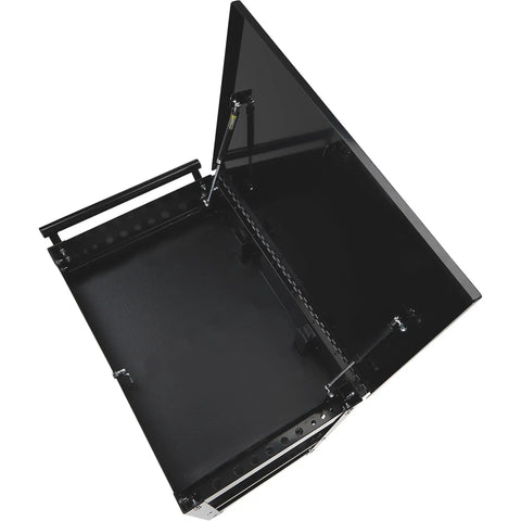 Top view of open 30-Inch 5-Drawer Mechanic's Tool Cart With Rolling Workstation and Built-In Toolbox, Heavy-Duty Steel Cart
