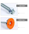 Heavy Duty Adjustable Leveling Feet With Lock Nuts Orange Grip Bottom M12 X 100mm Threads showing adjustable bolt and stable orange base.