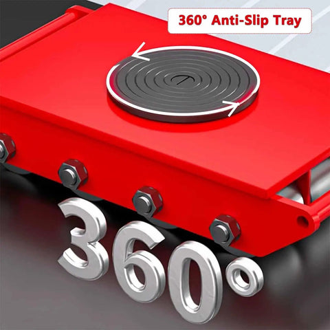 Close-up of 360° swivel anti-slip tray on Heavy Duty Machinery Mover Skates Dolly for easy movement of heavy furniture.