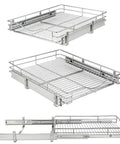 Top Notch Heavy Duty Pull Out Cabinet Organizer One Tier Smooth Glide Chrome Wire Drawer Shelf for Kitchen Pantry and Bathroom.