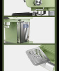 Espresso Machine With Built In Milk Frother, 20 Bar Pressure, Home Barista Level Coffee Maker For Rich Espresso, Cappuccino And Lattes, Quick Brew, Durable Pump System green close-up