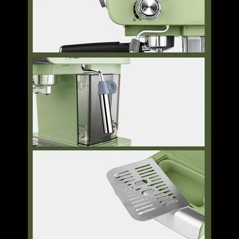 Espresso Machine With Built In Milk Frother, 20 Bar Pressure, Home Barista Level Coffee Maker For Rich Espresso, Cappuccino And Lattes, Quick Brew, Durable Pump System green close-up