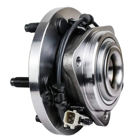 Close-up of front wheel hub and bearing assembly set of 2 with ABS fits 2005-2010 Jeep Grand Cherokee and 2006-2010 Commander