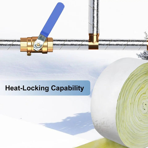 Foil Backed Fiberglass Pipe Wrap For Outdoor Use, Durable Insulation Shield Against Freezing Weather, 3 Inch Wide By 1 Inch Thick By 25 Feet Long One Pack; roll with pipe and valve inset