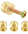 Mini Round Solid Brass Knobs Set Gold Half Inch Slick 4 Pack With 8 Mounting Screws For Jewelry Boxes Small Drawers Cabinets DIY Projects—solid brass gold knob and screws