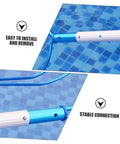 5 Pack Stainless Steel V Shaped Pool Pole Clips With Easy Push Button Snap Attachments For Secure Net Installation And Durable Connection Compatible With Various Swimming Pool Tools, demonstrating easy installation in pool.