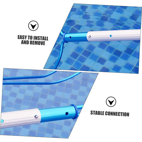 5 Pack Stainless Steel V Shaped Pool Pole Clips With Easy Push Button Snap Attachments For Secure Net Installation And Durable Connection Compatible With Various Swimming Pool Tools, demonstrating easy installation in pool.