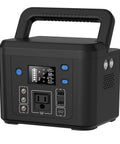 Compact 200W Portable Power Station With 192Wh LiFePO4 Battery shown with foldable handle and control panel.