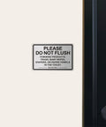 Two Pack Do Not Flush Sign For Bathroom Self Adhesive Aluminum Metal Sign With Brushed Aluminum Black Finish 9 By 6 Inches on door