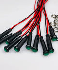 Ten Pack Green LED Indicator Pilot Lights For Panel Mount 12 To 24V AC DC With 6 Millimeter Hole Size Plastic Indicator Lamps For Power Status Signals And Telecom Equipment, green panel-mount lights