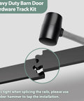 Heavy Duty Bi Folding Sliding Barn Door Hardware Kit installation with rubber hammer for 21 inch panels, 88 inch track