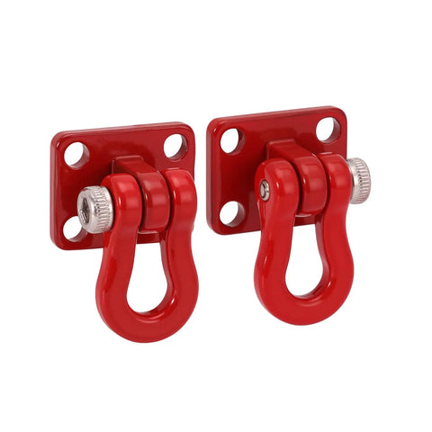 Metal Tow Hook Set For SCX24 TRX4M One Twenty Fourth And One Eighteen RC Crawlers Four Piece Recovery Hook Kit, red hooks