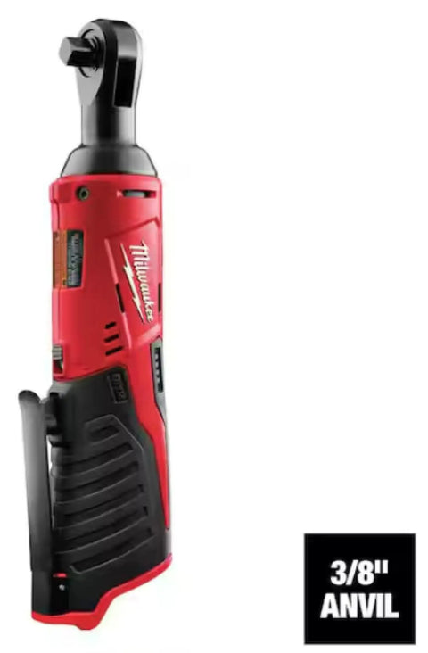 Side view of Sub Compact Three Eighths Inch Cordless Ratchet With Thirty Five Foot Pounds Torque, Two Hundred Fifty RPM, Variable Speed Trigger.