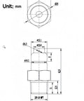 Amazon Thermal Relief Valve 3/8 NPT for pressure washer pump; front and side technical drawing with dimensions