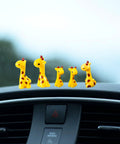 Giraffe car interior figurines, five-piece yellow set with brown spots for dashboard decor
