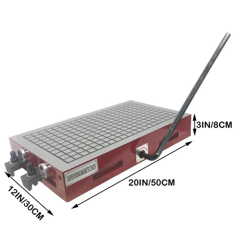 12x20 Inch CNC High Power Magnetic Chuck for Surface Grinders and EDM Spark with lever, no power needed suction cup design.