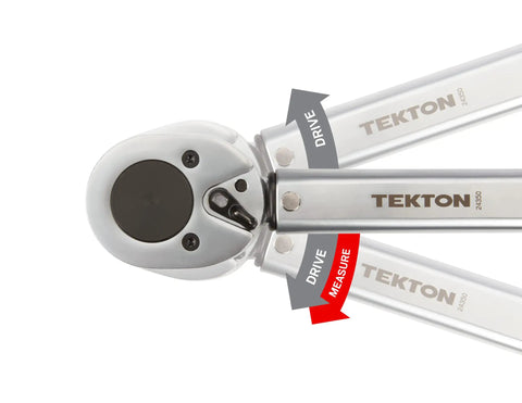 Close-up of 3/4 Inch Drive Micrometer Torque Wrench With Audible Click And High Contrast Dual Range Scale head.