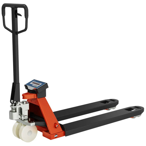 Pallet Jack Scale With Digital Indicator For Warehouse Use 4400 Lb Capacity With 1 Lb Readout, 54 Inch By 27 Inch Fork Size