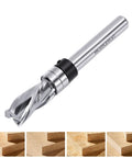 Premium Flush Trim Router Bit With Top Bearing For Perfect Wood Trimming Features 1/4 Inch Shank and 3/8 Inch Cutting Diameter.
