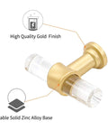 10 Pack T Shape Acrylic Cabinet Knobs With Gold Tone Zinc Alloy Bases for Dresser and Cupboards clear acrylic pulls