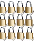 Solid Brass Padlock Set With Keyed Different Locks 12 Pack Includes 24 Keys Tough As Nails Security For Backpacks Luggage Bags Closets
