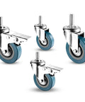 Pack of 4 65 mm/75 mm furniture casters with brakes low noise transport casters heavy duty swivel casters showing different angles.