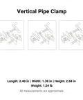 Vertical Pipe Clamp measurements 2.40x1.38x2.68 inches, 1.54 lb, durable for holding wood in assembly projects.