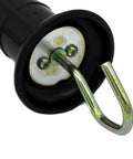 Close-up of Four Pack Plastic Electric Fence Gate Handle With Insulators And Spring showcasing metal hook and grip detail.