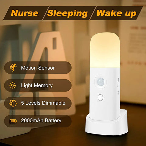 Motion Sensor Night Light Cordless Table Lamp With 2000mAh Battery Auto On Within 20 Feet Auto Off After 25 Seconds on shelf